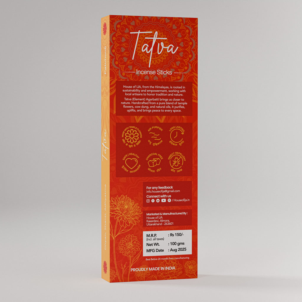 HOUSE OF IJA Tatva Incense Sticks, Pancholi Fragrance, Premium Masala Incense for Home, Puja, Meditation & Relaxation
